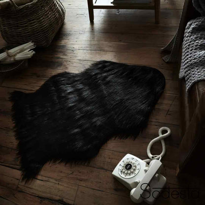 Black Real Sheepskin Rug