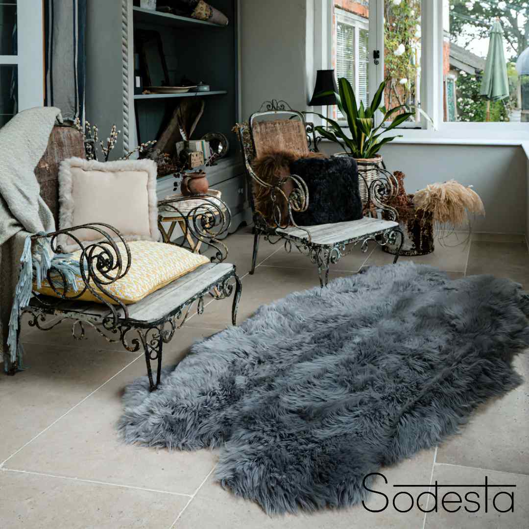 Grey Real Sheepskin Rug