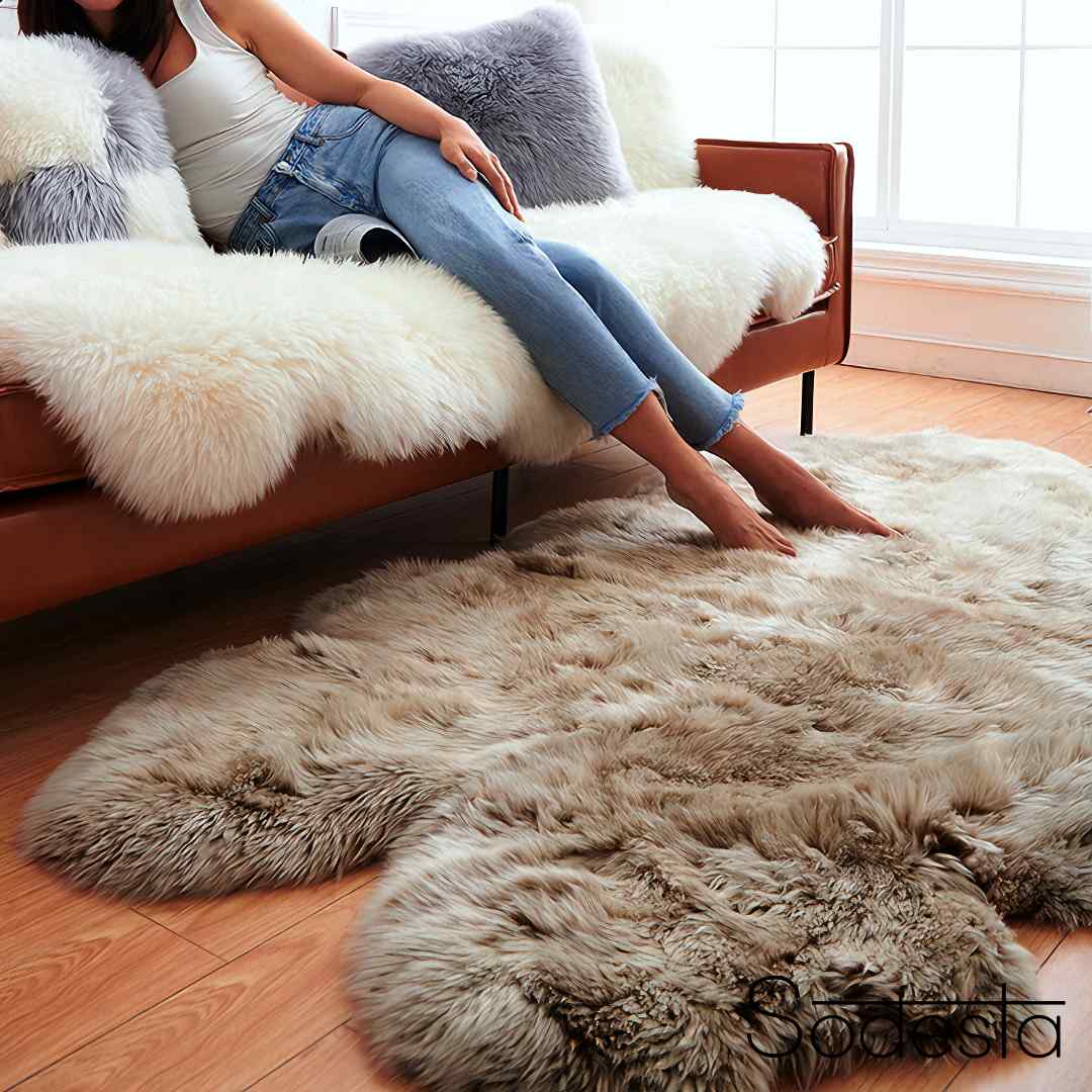 Light Brown Real Sheepskin Rug