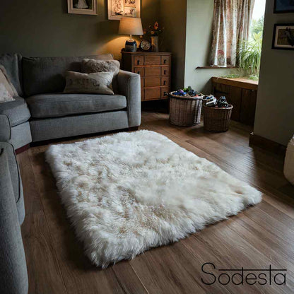 Natural White Real Sheepskin Area Rug