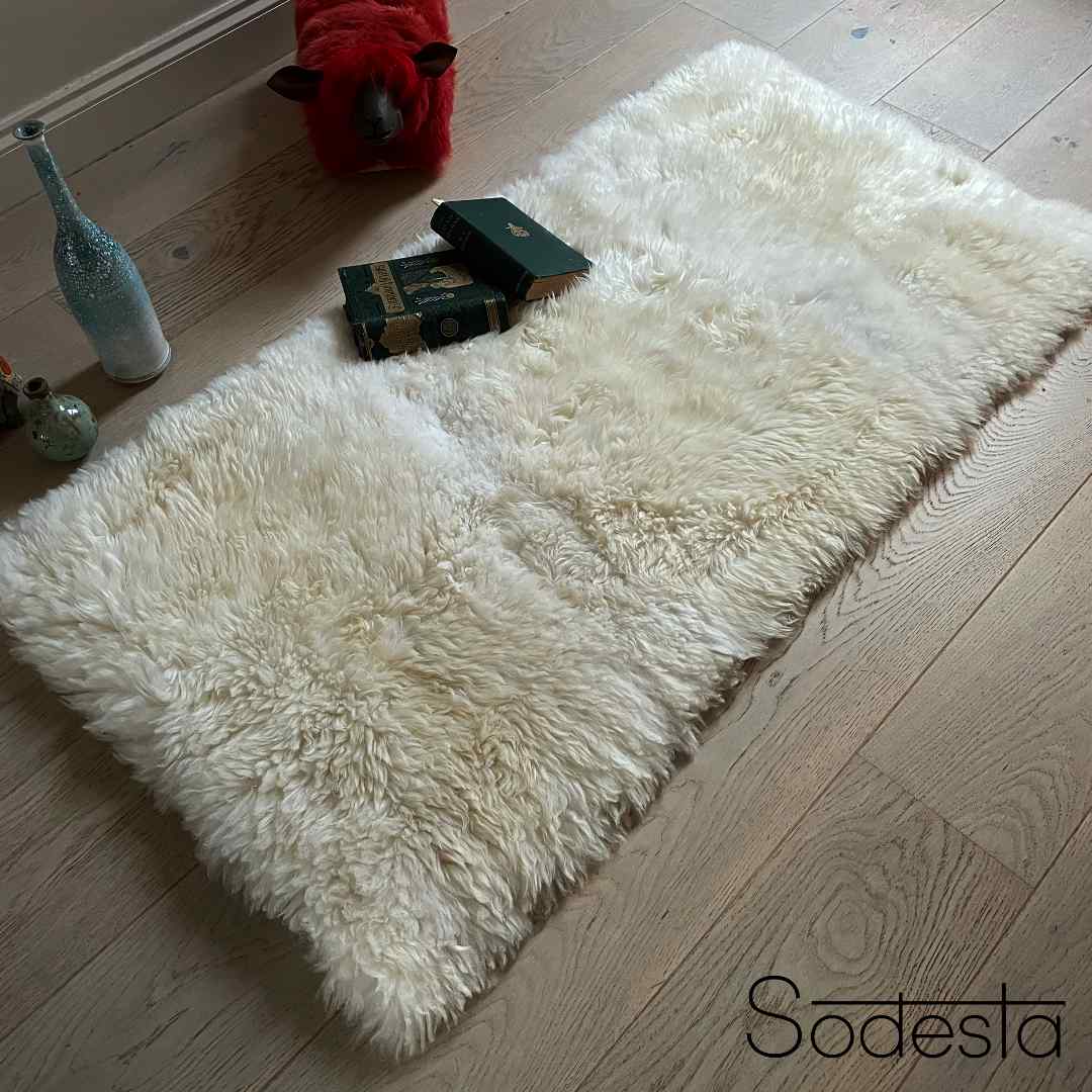 Natural White Real Sheepskin Area Rug