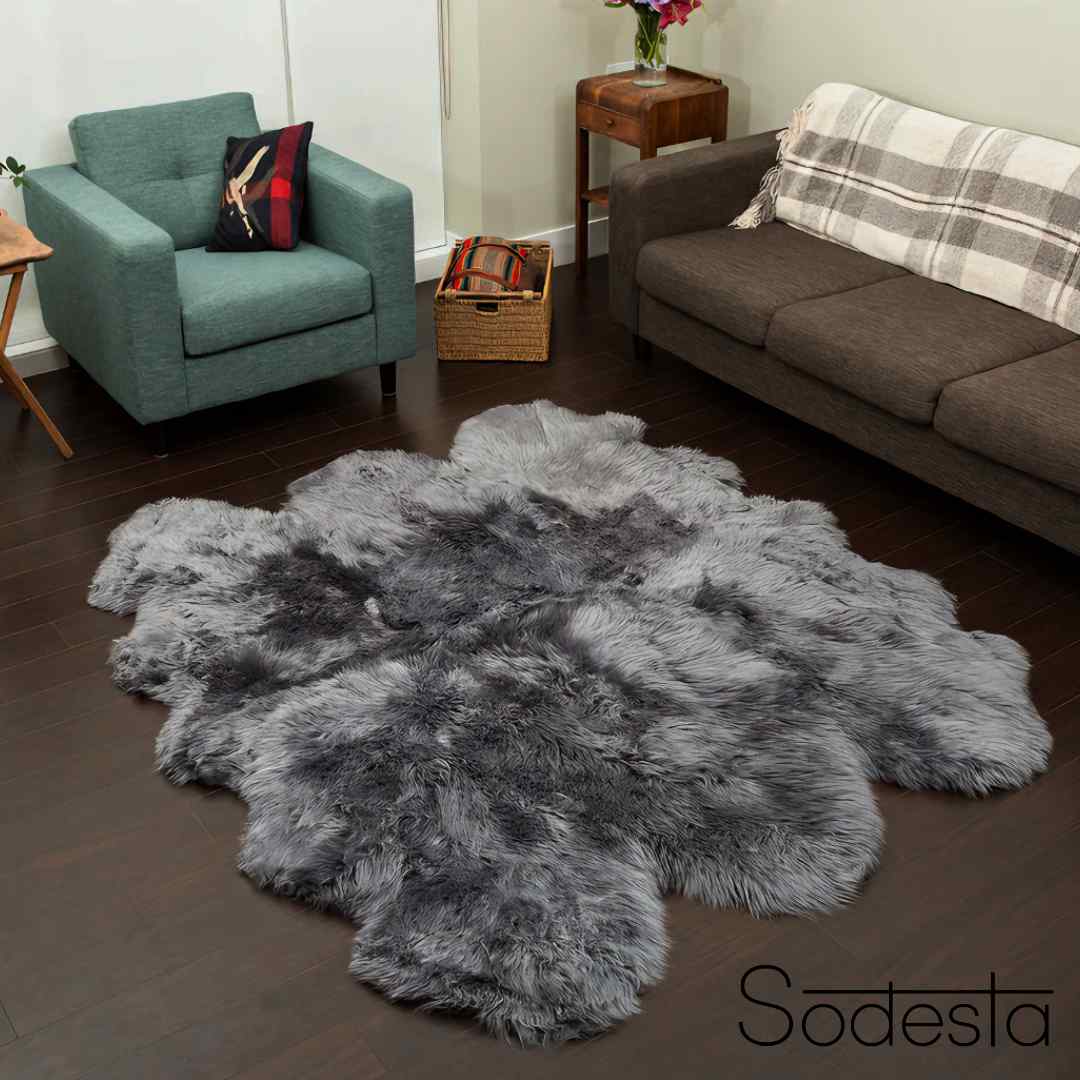 Grey Real Sheepskin Rug